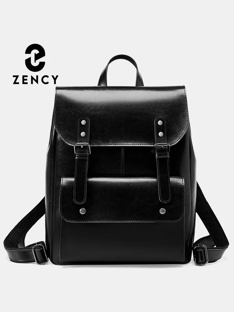 Zency-Sac à dos de voyage en cuir véritable pour femme, grande capacité, sac à dos pour ordinateur p