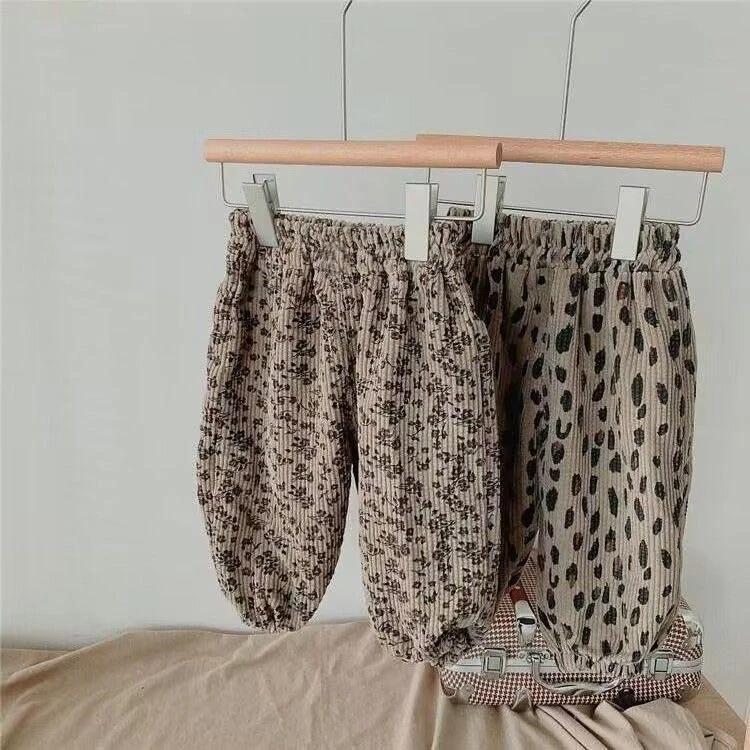 Automne nouvelle fille enfants lâche léopard pantalons décontractés bébé mode pantalon enfant en ple
