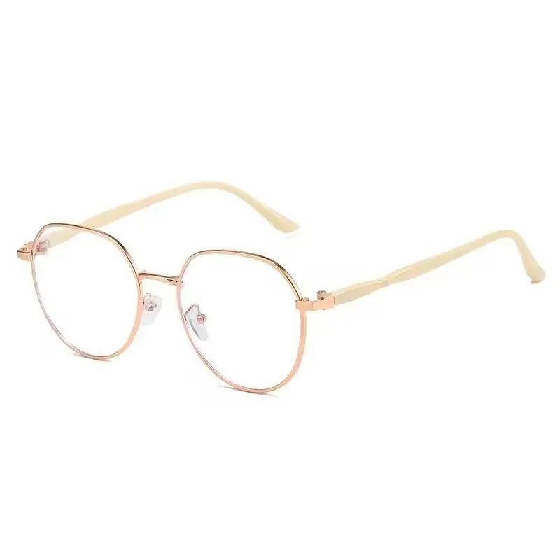 Lunettes claires femmes polygonales monture métallique lunettes 0 miroir plat lunettes pour filles A