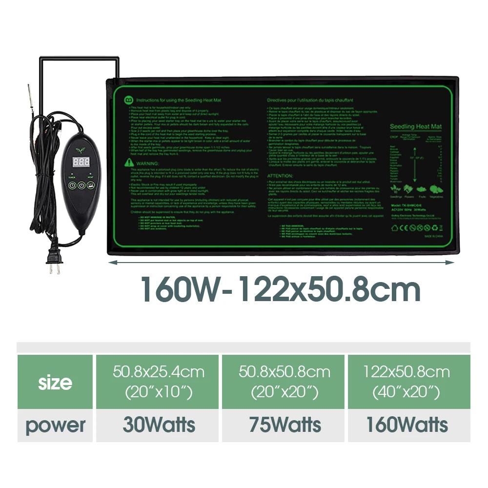 Tapis chauffant pour semis 110V/220V, avec régulateur de température, coussin chauffant étanche pour