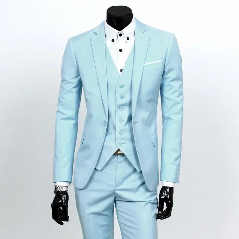 Costume trois pièces pour hommes, coupe cintrée, un bouton, pour le travail, polyvalent, Business, d