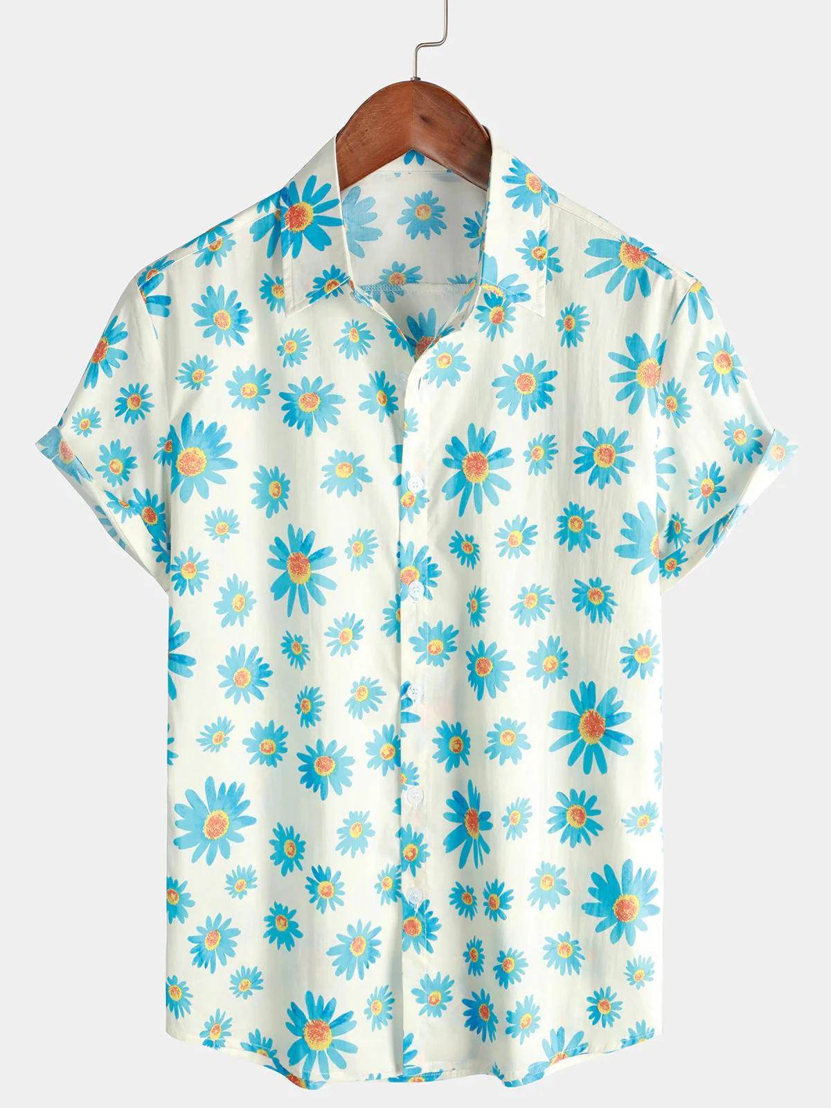 Hommes rayé décontracté vacances à manches courtes Orange été chemise boutonnée chemise hawaïenne ét