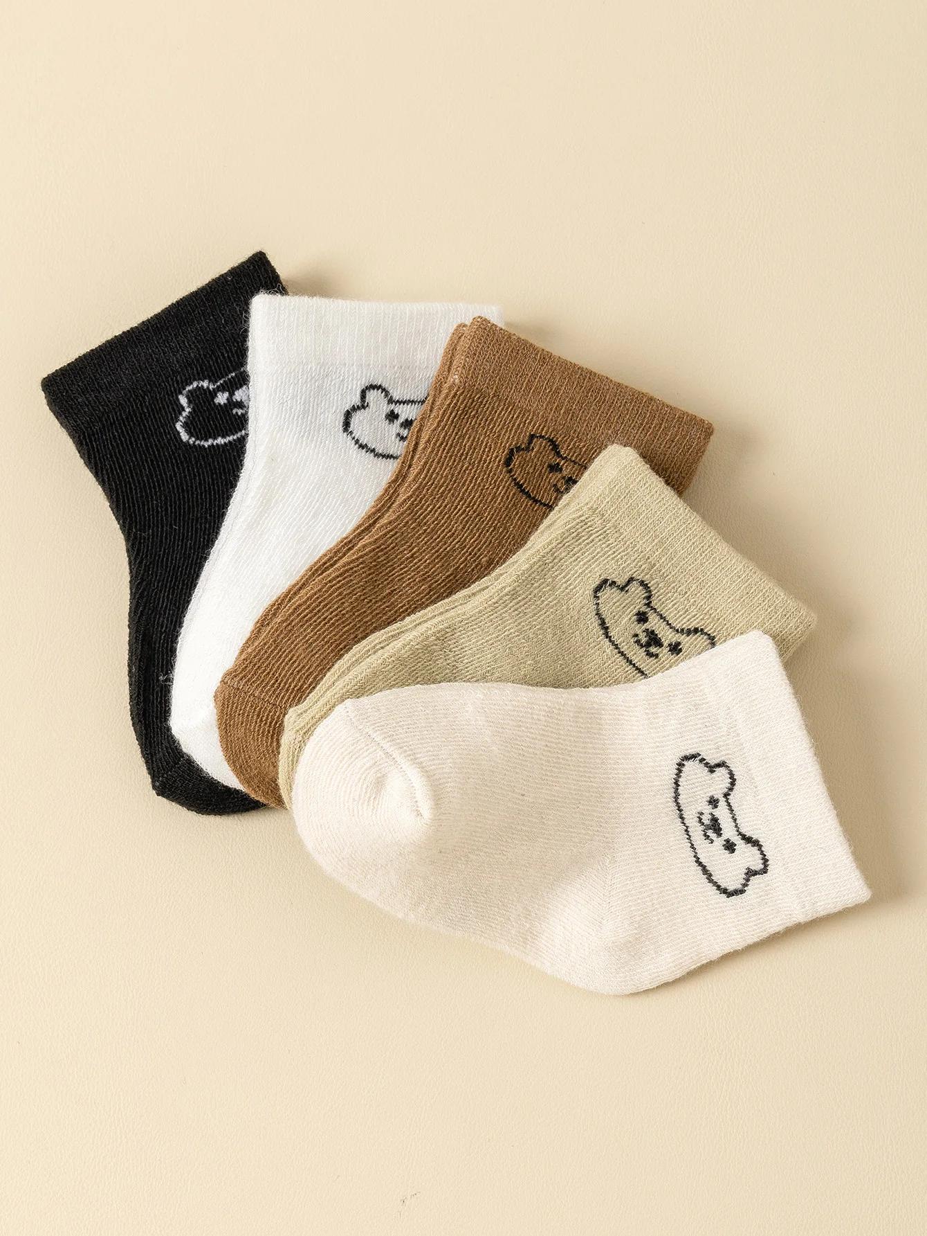 5 paires de chaussettes pour bébé, couleur unie, douces et confortables, blanches, mi-mollet, pour l