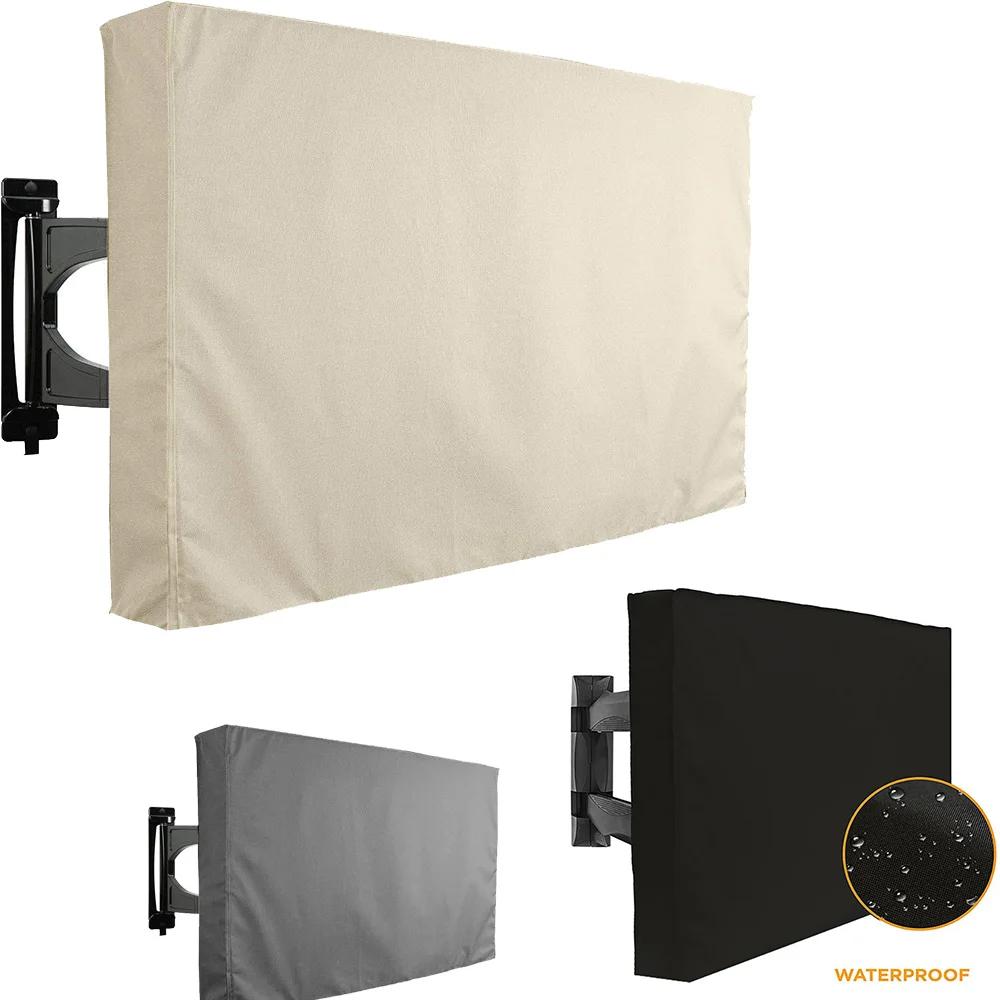 Juste de protection beige pour TV d'extérieur, résistante aux intempéries et à la poussière, pour éc