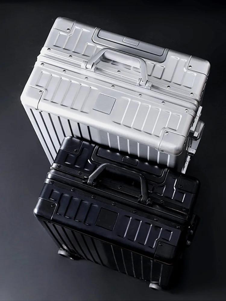 Valise à bagages entièrement en alliage d'aluminium et magnésium, valise d'embarquement de 20 pouces