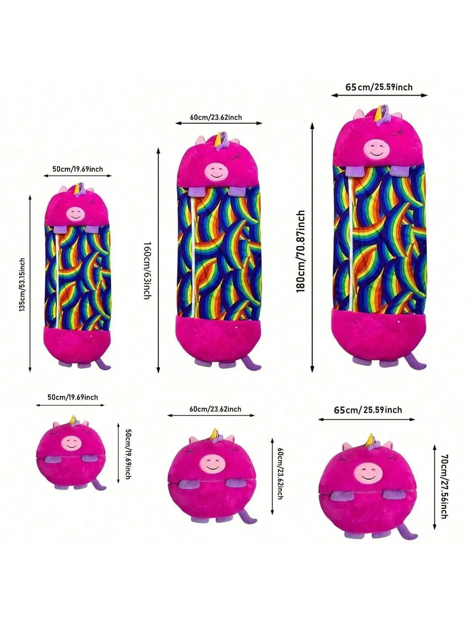 Sac de nuit peluche enfant avec oreiller inclus - Sac couchage bébé animaux doux cadeau anniversaire