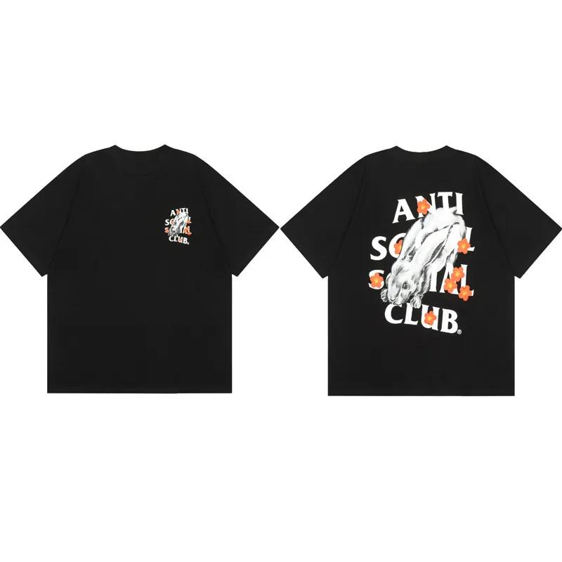T-shirt décontracté Street Trend Club Graffiti Letter Rabbit pour hommes et femmes, marque de luxe