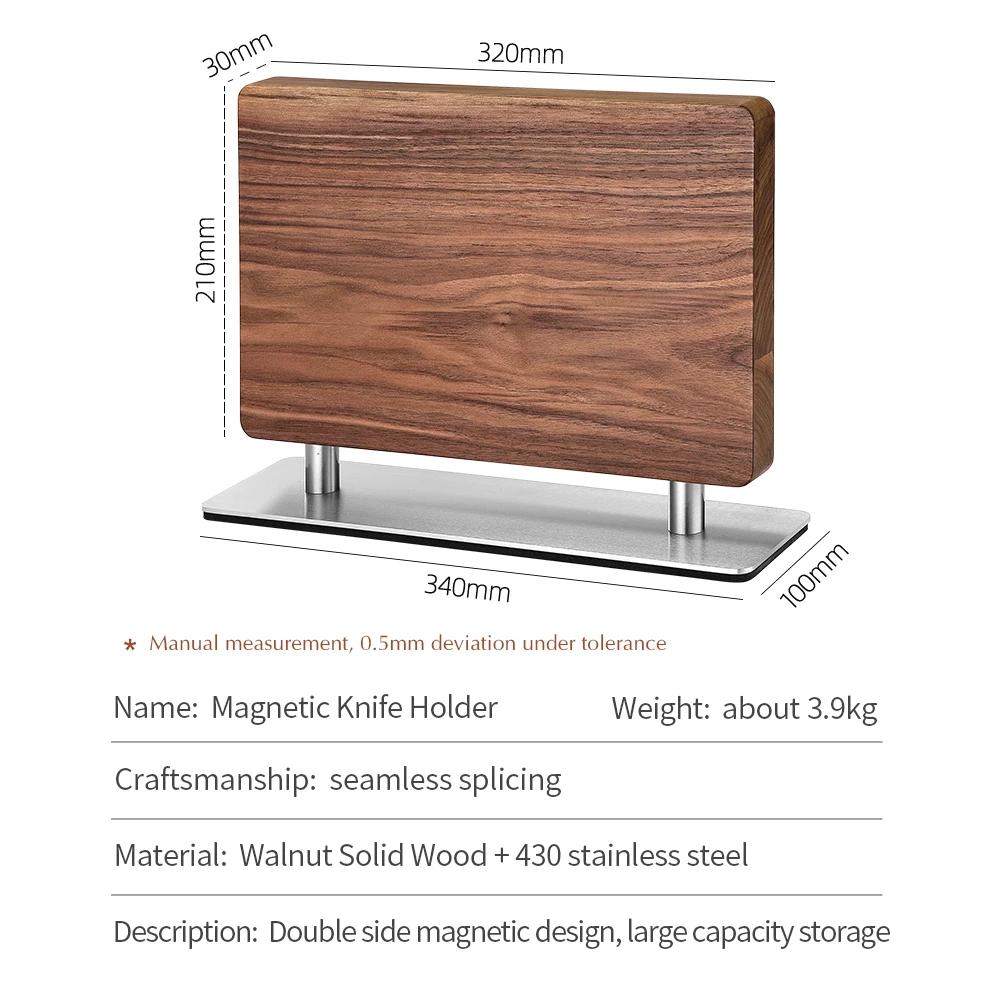 XINZUO-Brochure en bois massif + acier inoxydable 430, fournitures de cuisine, porte-couteau magnéti