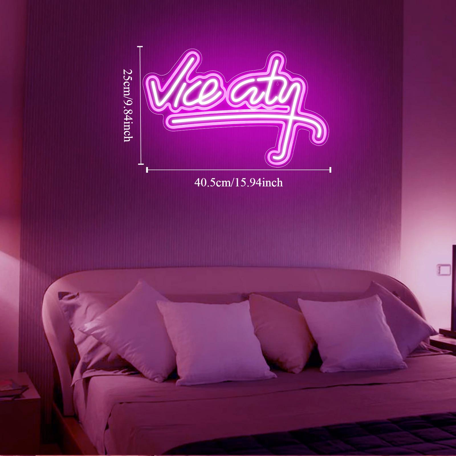 Enseigne au néon Vice City pour décoration murale, néon LED USB, chambre à coucher, chambre d'enfant