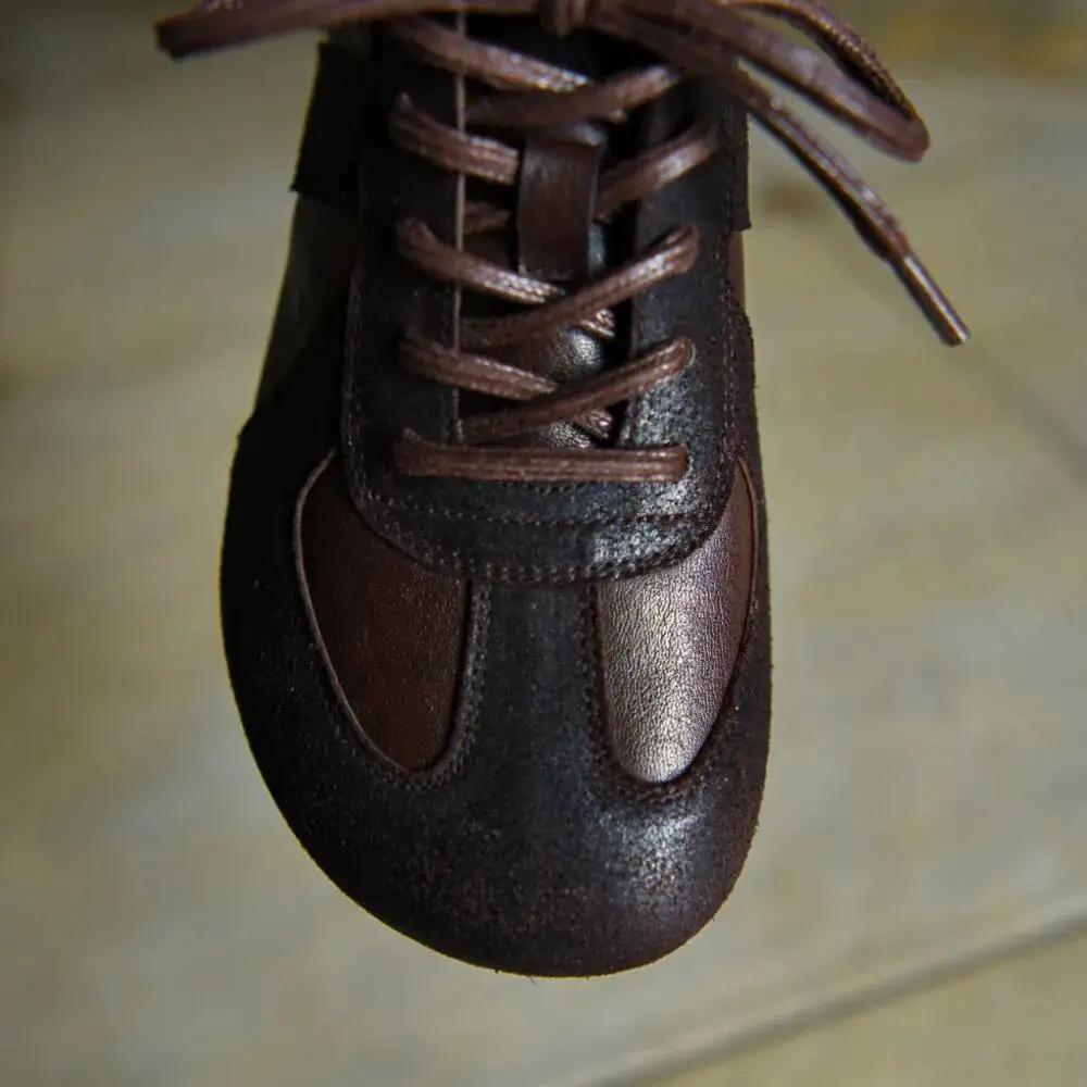 Baskets en cuir véritable pour femmes, en daim naturel, à talon compensé bas, bout rond, à lacets, d