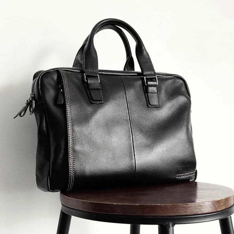 Sac à main d'affaires en cuir de vache de haute qualité pour hommes, sac à bandoulière 100% mallette