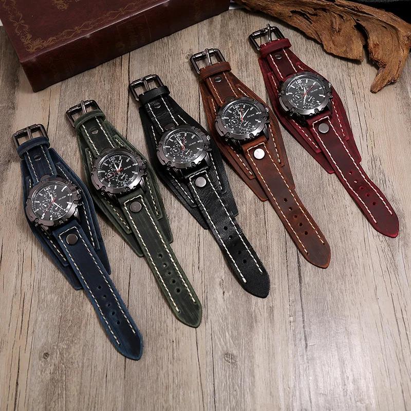 Montres à Quartz pour hommes montre-Bracelet de luxe 2024 bracelet en peau de vache montre de Style 