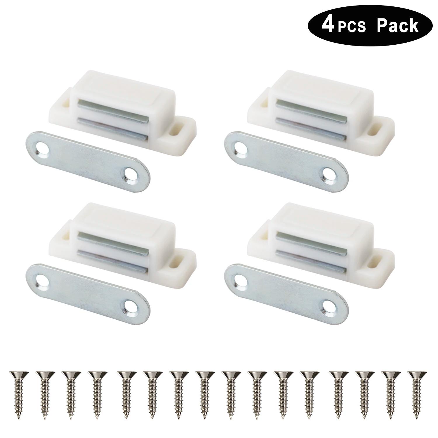 Loquet magnétique pour porte d'armoire de cuisine, fermeture puissante en plastique blanc avec aiman