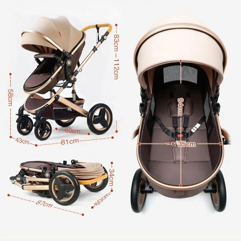 Poussette bébé nouveau-né 3 en 1 avec siège auto poussette bébé haute vue avec fonction assise et co