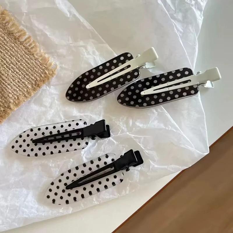 Barrettes à cheveux en acrylique à pois noirs et blancs, minimalistes, maintien sûr, adaptées à un u