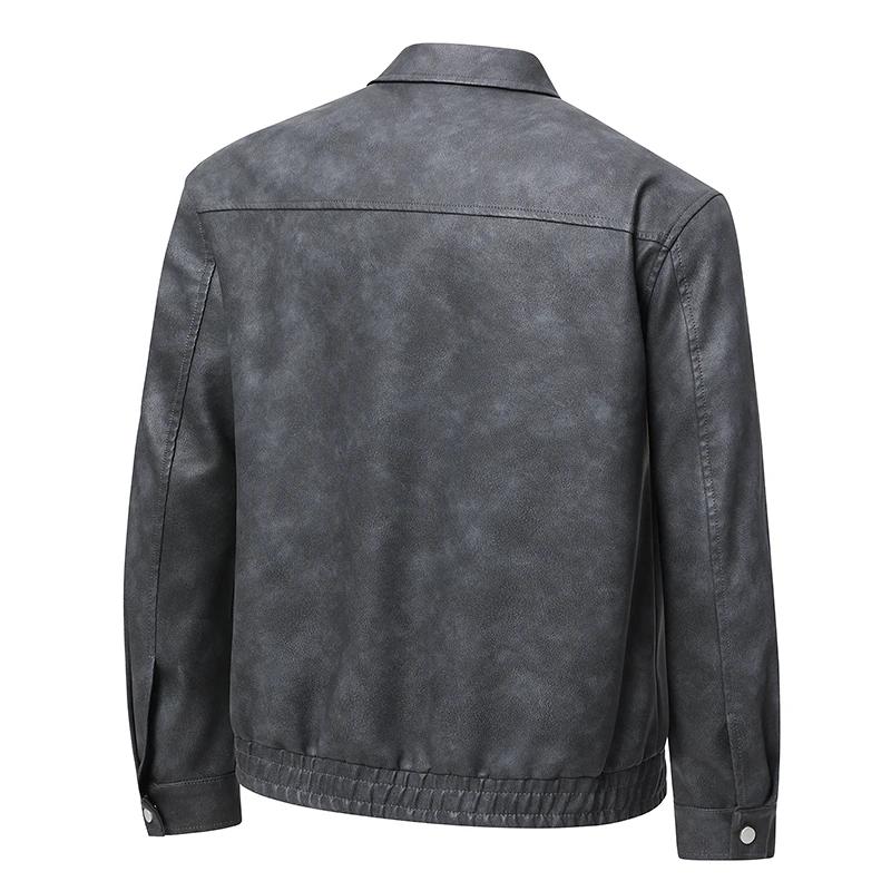 Veste en cuir pour hommes, grande taille, confortable, manteau de moto léger américain, revers class