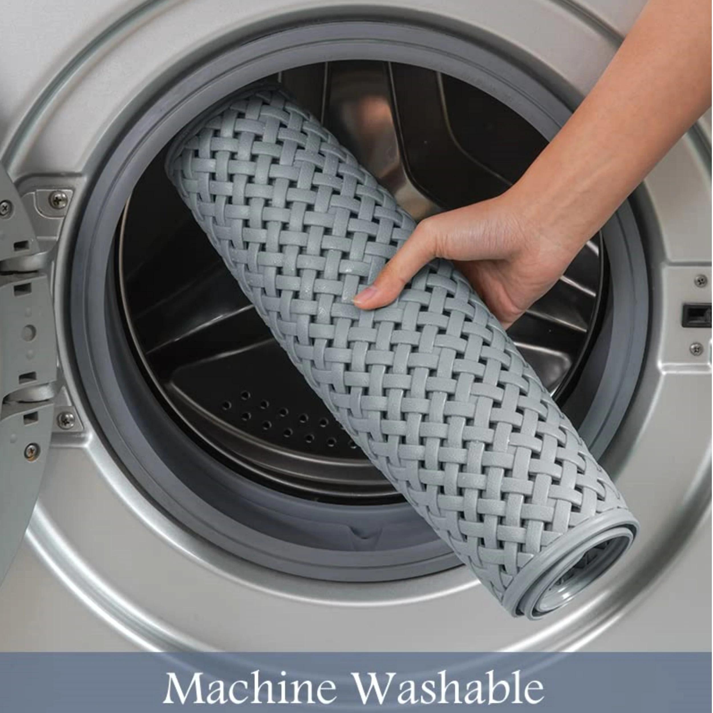 Tapis de bain antidérapant avec ventouse et trou de vidange, tapis de douche doux lavable en Machine