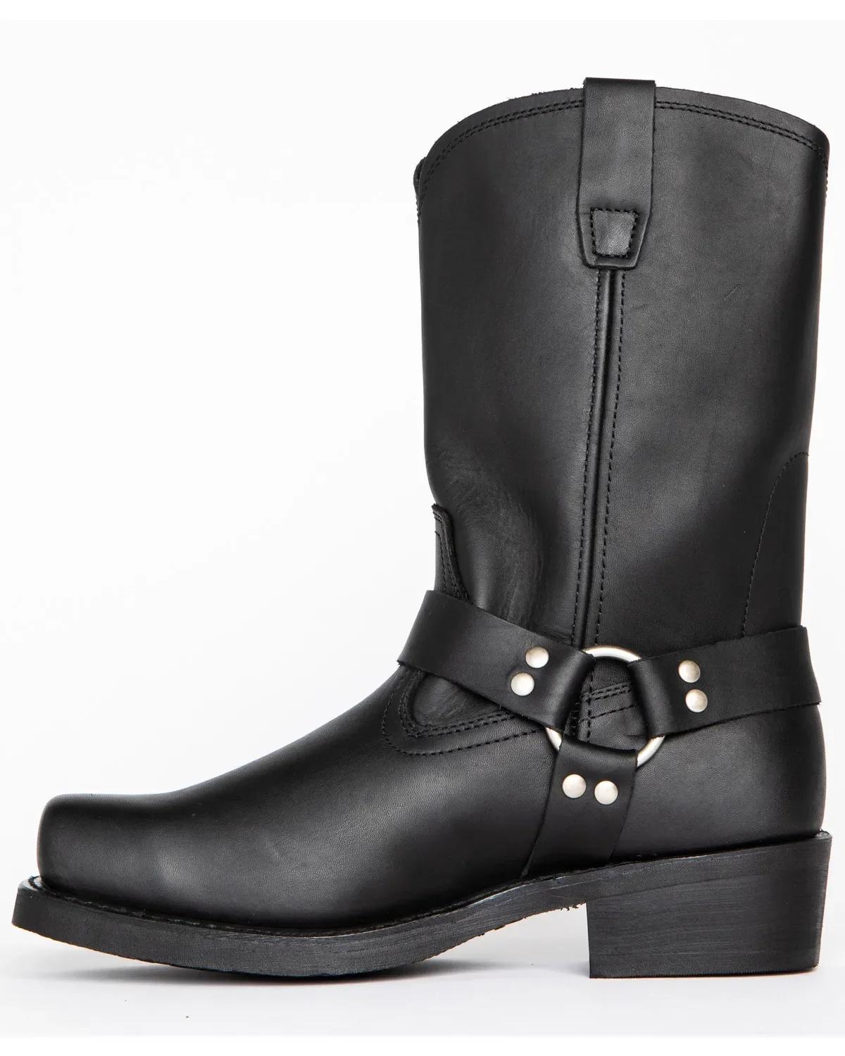 Bottes de cowboy rétro pour hommes, bottes western mi-mollet en cuir PU, chaussures à enfiler pour h