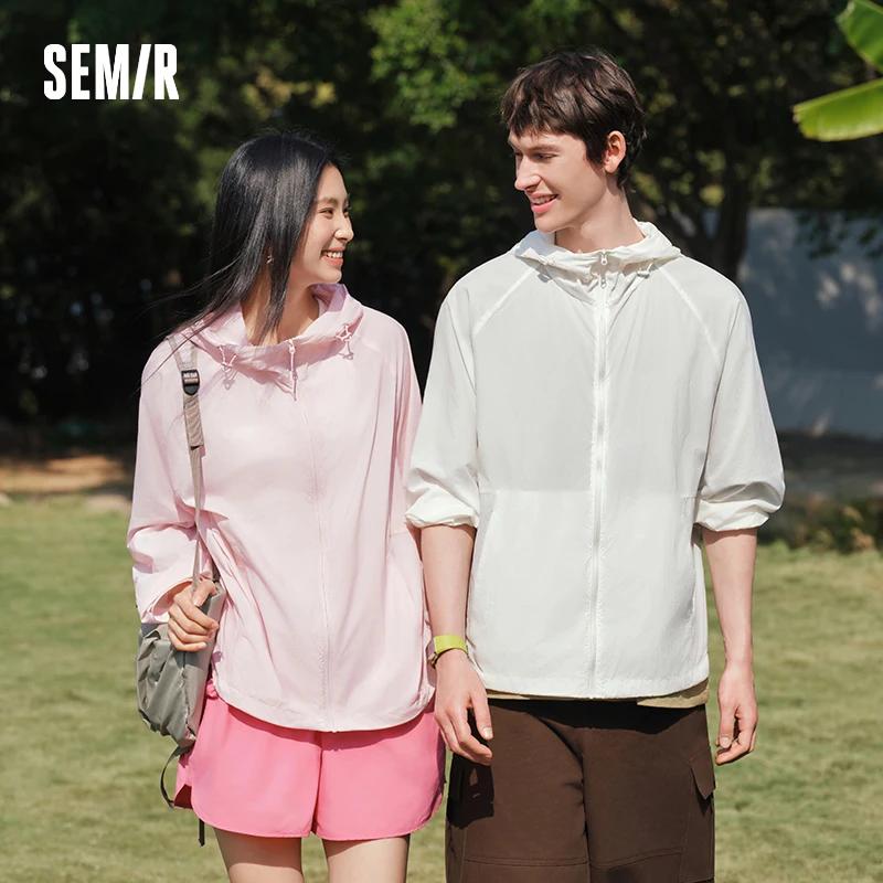 Veste UV Homme Semir 2026 Couleur Unie à Capuche Style Couple Sensation Fraîche Manches Raglan Décon