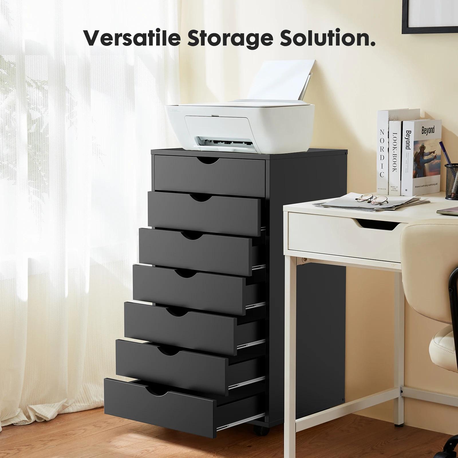 JHK 7 tiroirs commode table de nuit armoire de rangement en bois fichier bureau armoire Mobile roues