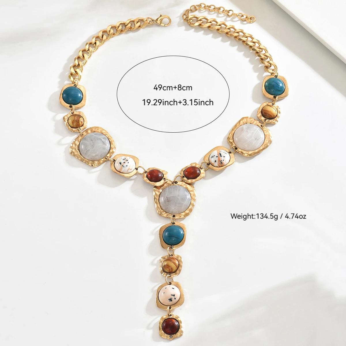 Collier Long Vintage exagéré en forme de Y pour femmes, élégant, épais, pendentif géométrique, style