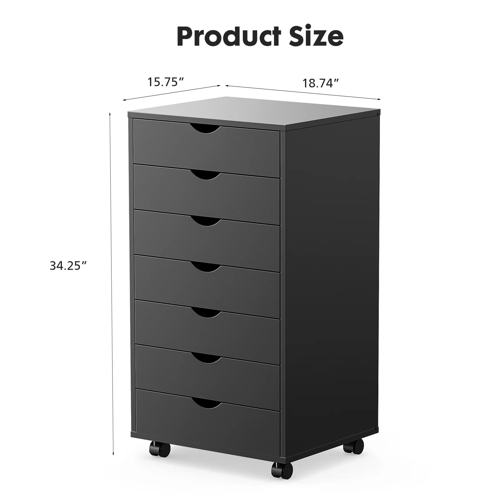 JHK 7 tiroirs commode table de nuit armoire de rangement en bois fichier bureau armoire Mobile roues