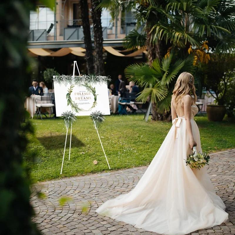 Latif el Stand-Affiche portable pliable en métal blanc pour affichage, panneau de mariage, porte-aff