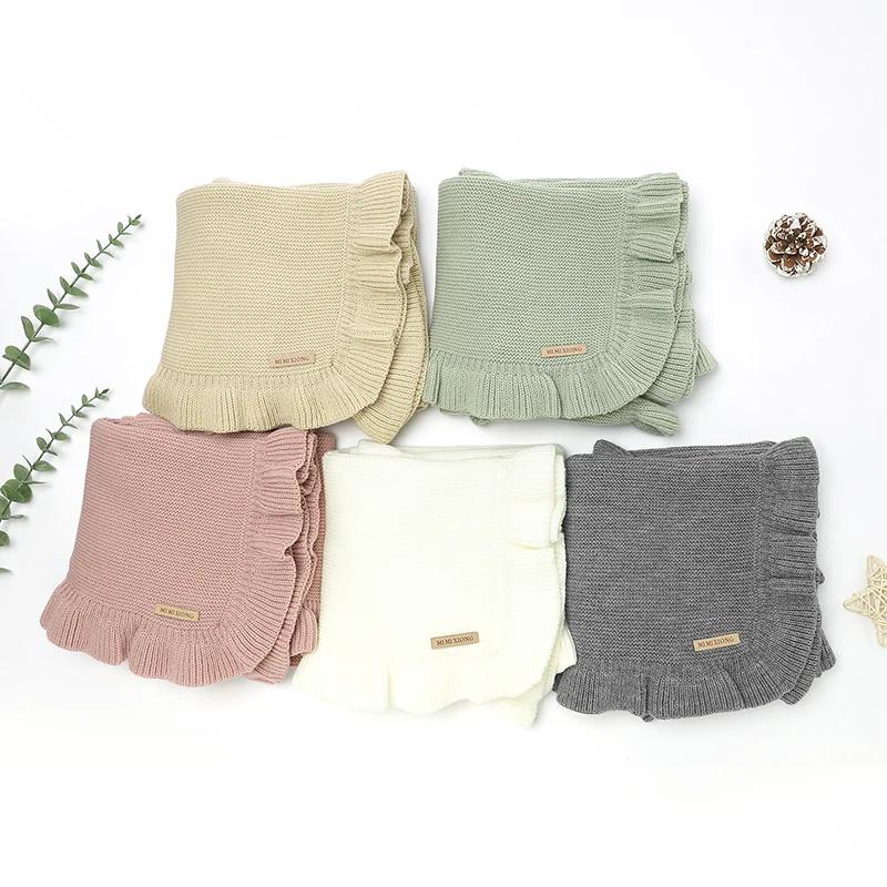 Couvertures bébé 90x70cm tricoté nouveau-né garçons filles solide poussette lange emmaillotage sac nuit réversible