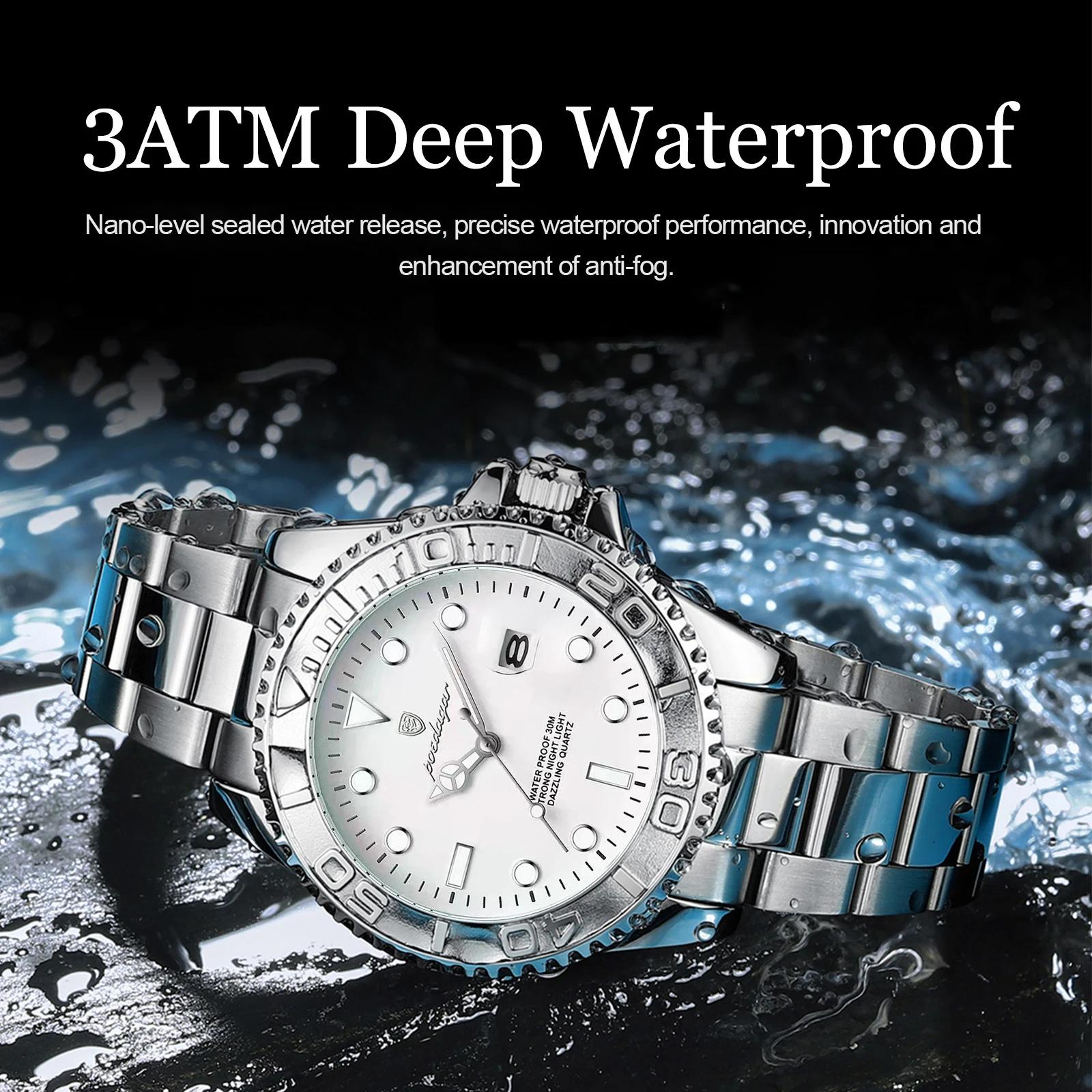 Montre-bracelet homme POEDAGAR, mode décontractée, étanche, lumineuse, date, montre homme élégante, 