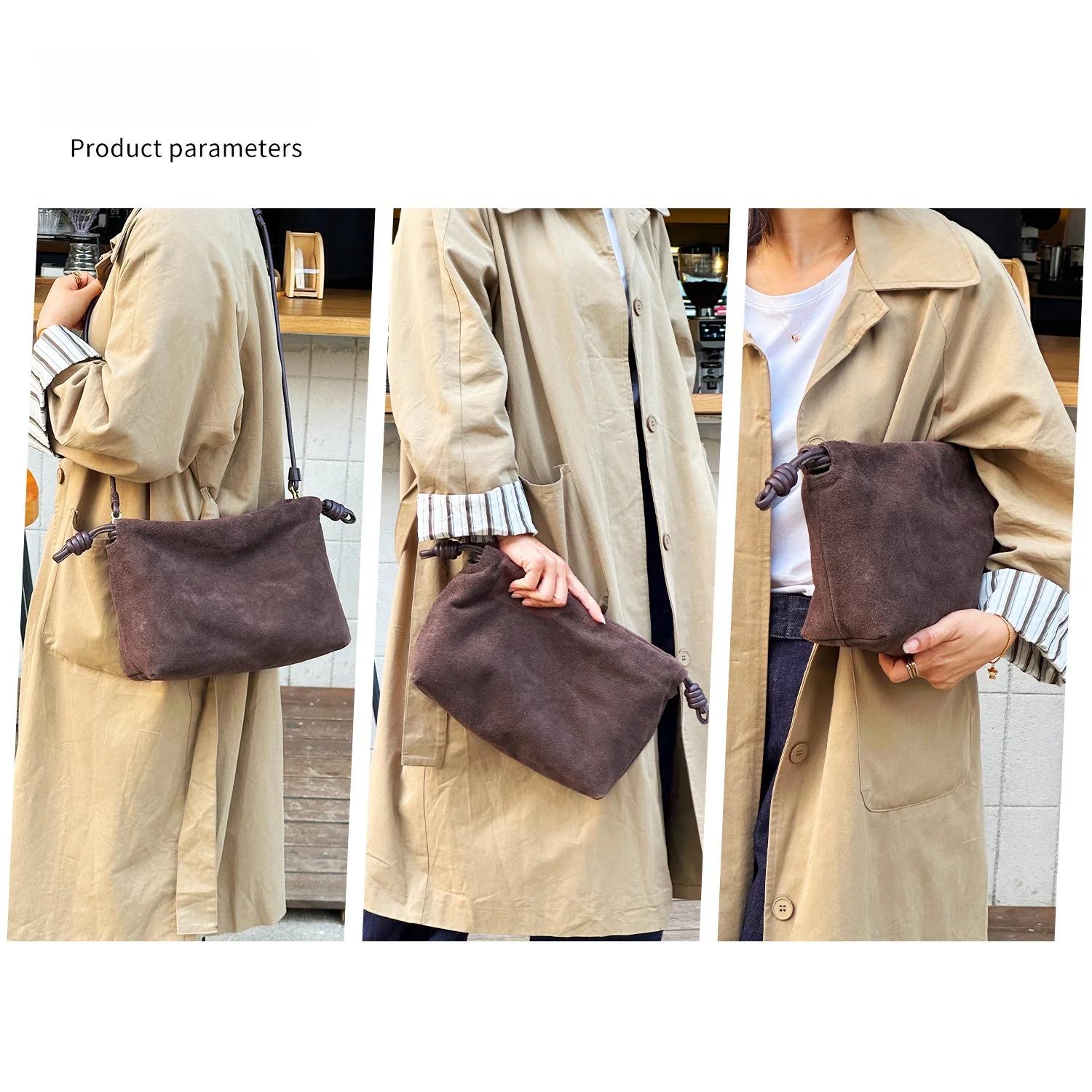 Nouvelle mode mat cordon nuage sac mode unique épaule sac à bandoulière rétro daim peau de vache sac