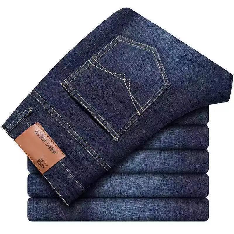 Jeans confortables et souples pour homme, style business ou motard, pour l'automne, classiques noirs