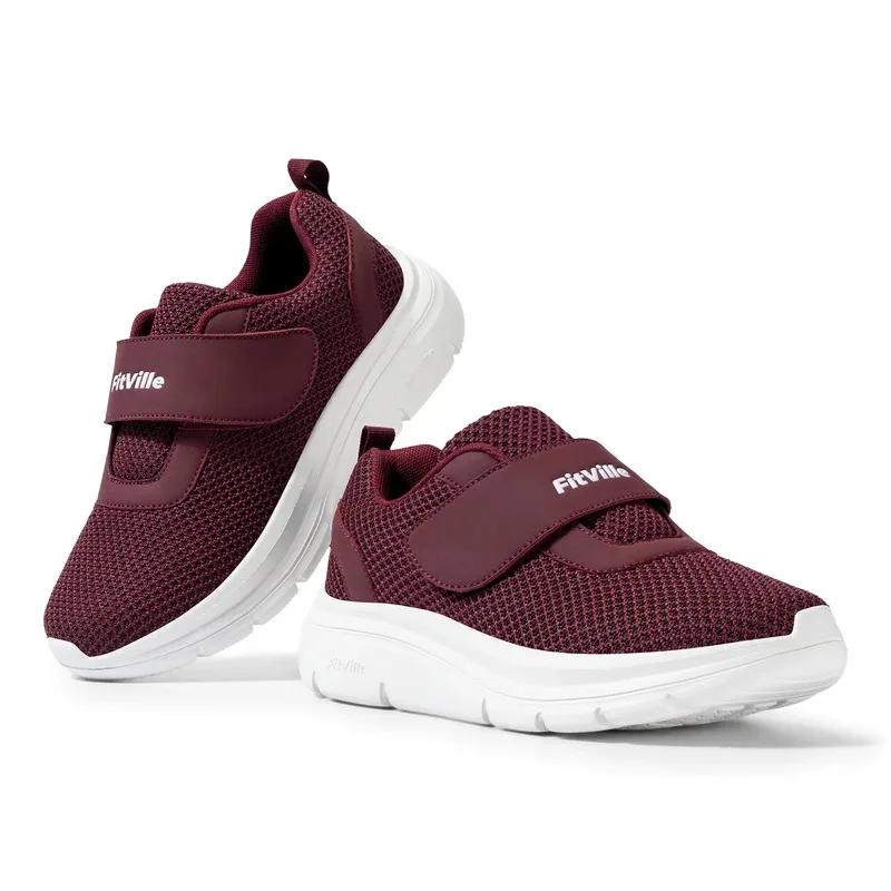 FitVille chaussures pour femmes baskets larges chaussures pour diabète sangle réglable pour pieds go