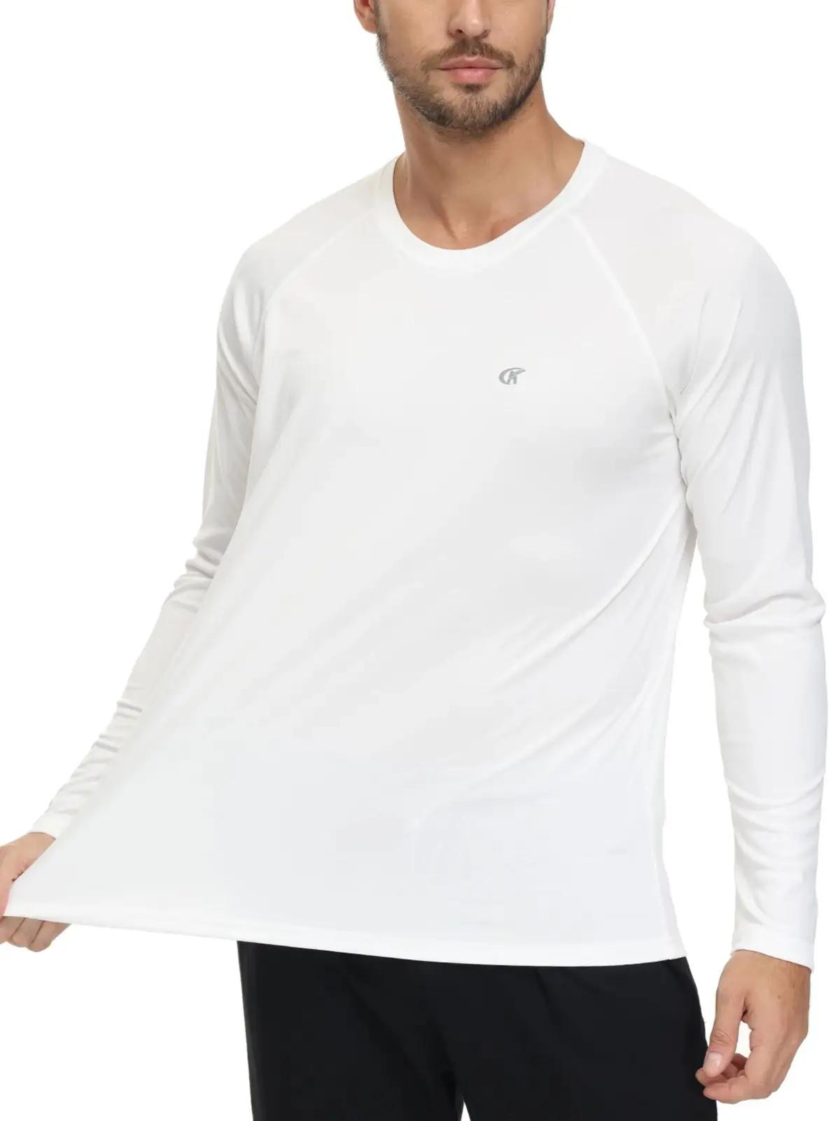 T-shirt à manches longues UPF 50+ pour hommes, haut respirant anti-UV, pull pour la pêche sportive, 