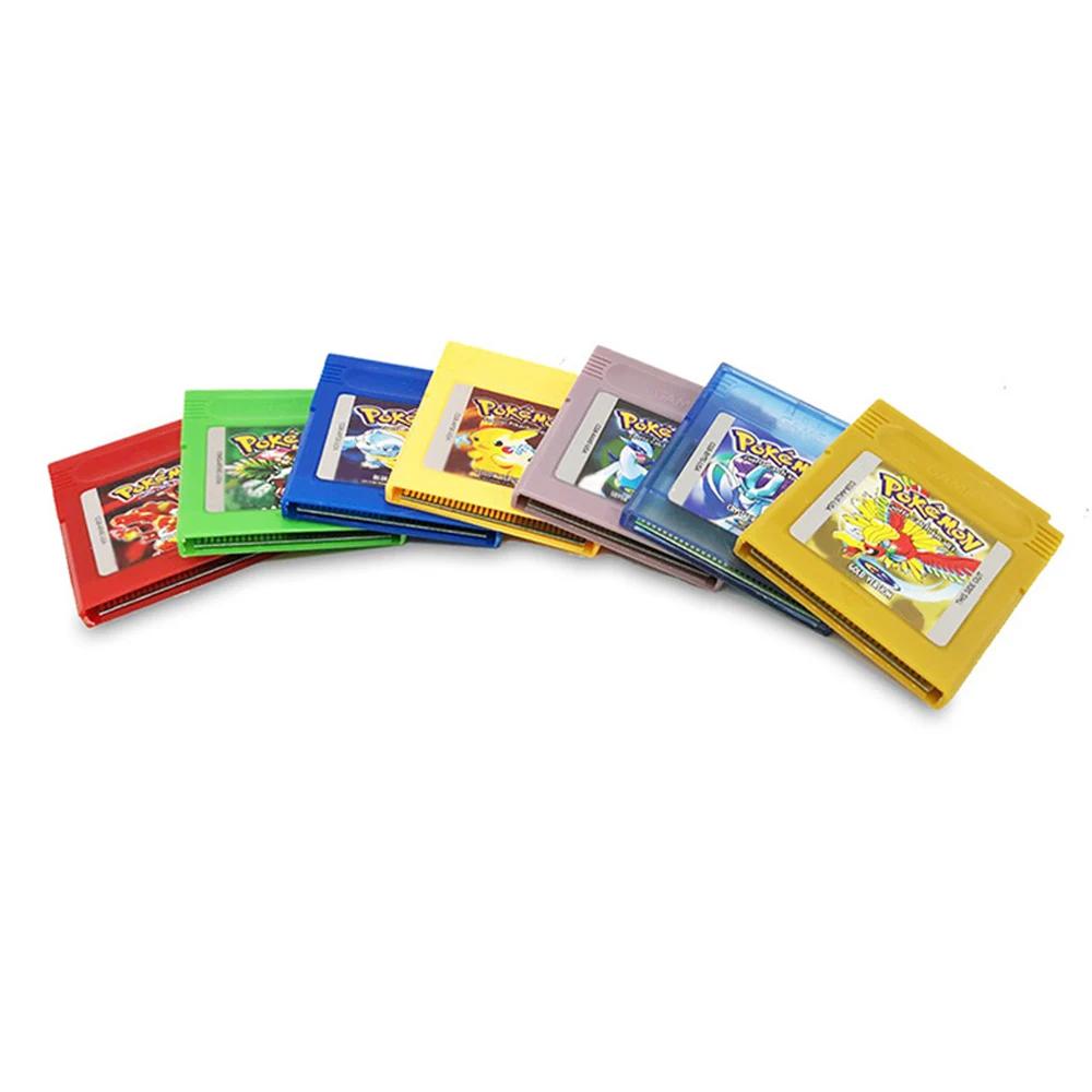 Cartouche de jeu vidéo GBC Pokemon 16 bits, carte de console rouge bleu cristal doré vert argent jau