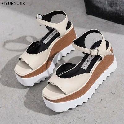 Femme étoiles chaussures femmes bout carré à lacets fond épais plate-forme chaussures compensées, ha