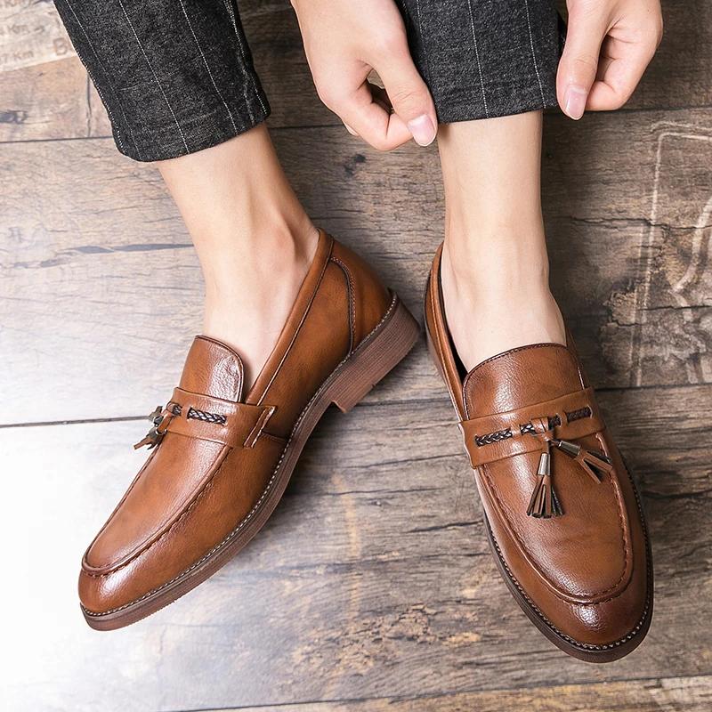 Mocassins décontractés pointus pour hommes, chaussures à franges ald-on, l'offre elles de boeuf, cha