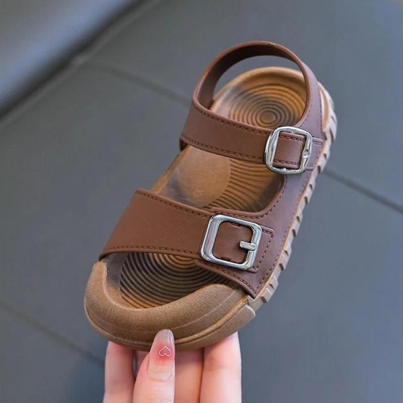 Sandales d'été pour enfants, sandales décontractées à semelle souple antidérapante pour garçons et f