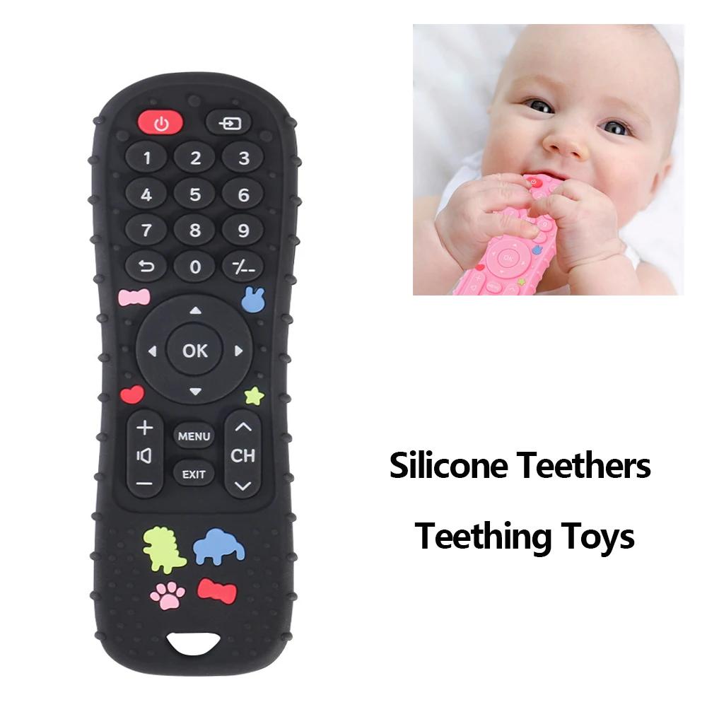 1/4 pièces Silicone bébé jouets TV télécommande forme anneau de dentition jouet sans BPA Silicone de