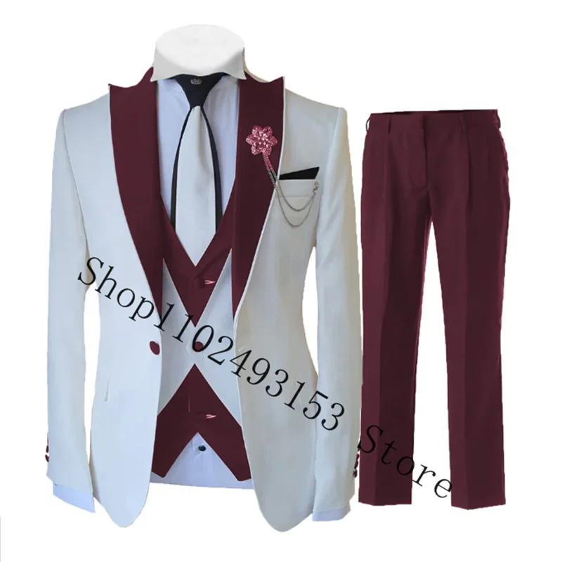 Costume 3 Pièces Bleu Royal pour Homme, Smoking Formel d'Affaires, Slim Fit, pour Mariage, Blazer Gr