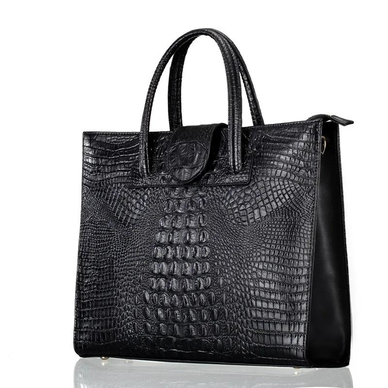 Sac à main en cuir véritable motif Crocodile pour femmes, sac à bandoulière de grande capacité, mode
