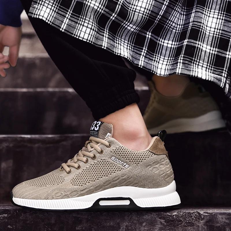 Chaussures de sport respirantes à talon compensé invisible pour hommes, hauteur accrue de 6-8 cm