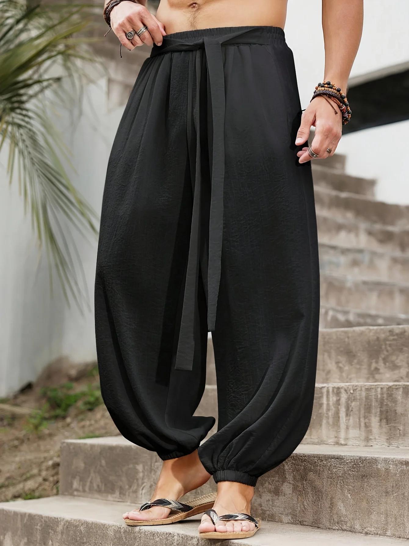 FGKKS flambant neuf hommes pantalons mode Style ample confortable coton pantalon homme noir solide p