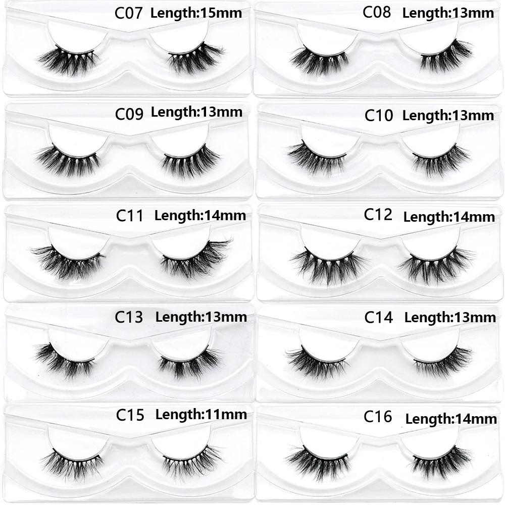 Articles en vrac 10/30/60/100 paires demi-cils de vison naturel longs moelleux vaporeux demi-cils Ex