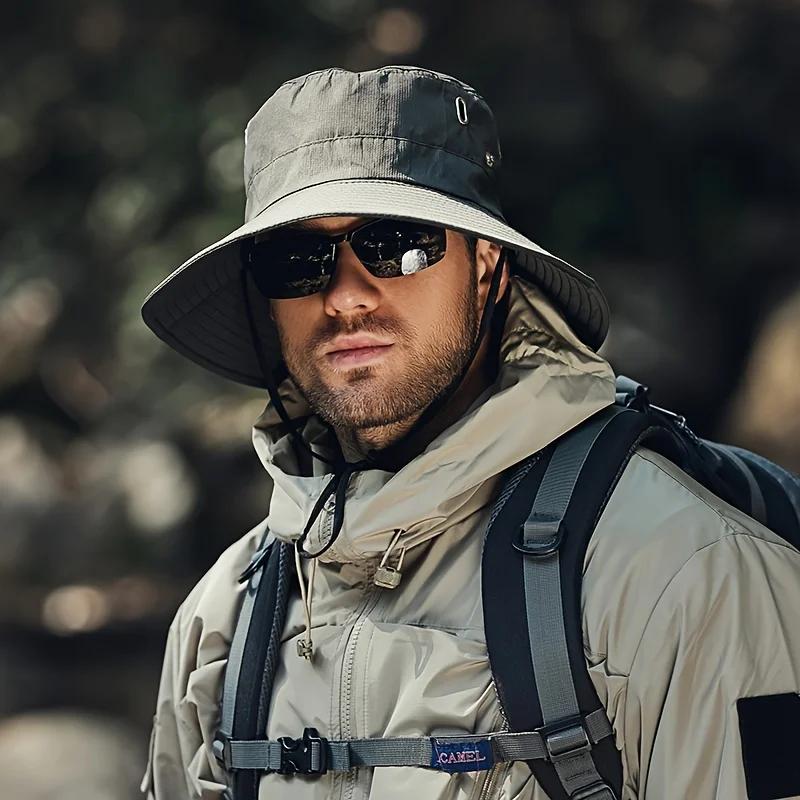 Nouveau chapeau de pêcheur tendance et polyvalent, chapeau de montagne anti-UV, réglable, respirant,