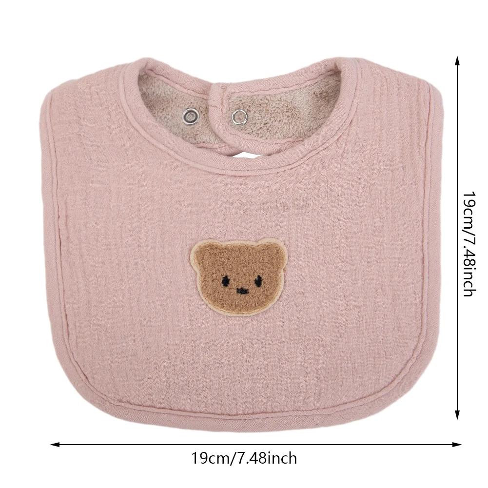 Bavoirs en mousseline de coton pour bébé, ours mignon, serviette de salive, poches absorbantes en U,