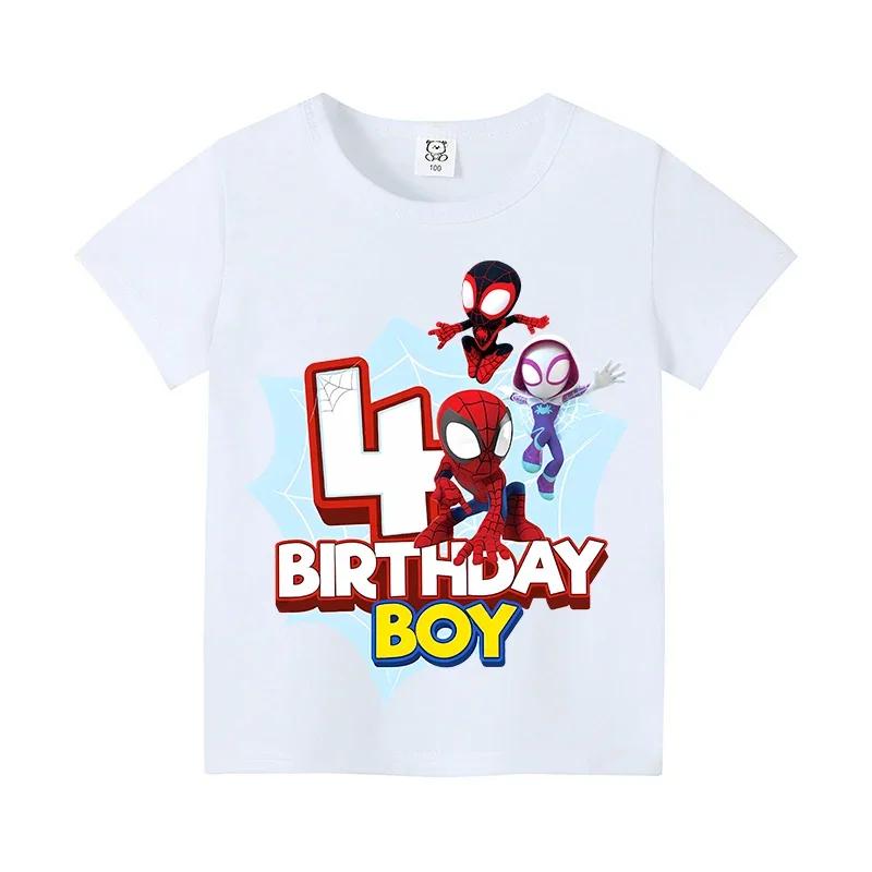 T-shirt à manches courtes pour enfants, Marvels Spiderman, numéro 1-9, avec figurines de dessins ani