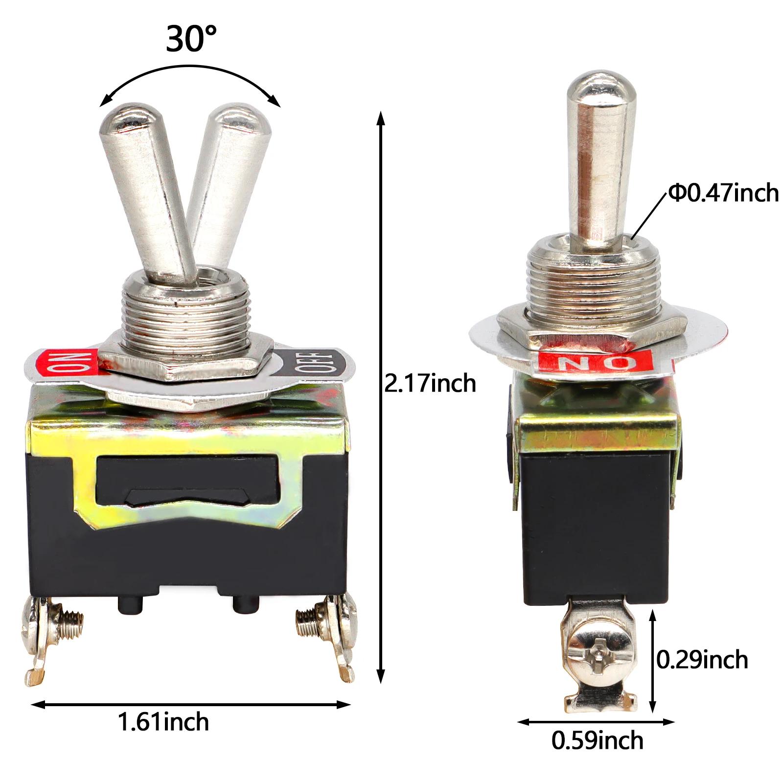 10 pièces interrupteur à bascule 15A 250V ON/OFF SPST 2Pin robuste voiture bateau avec capuchon de c