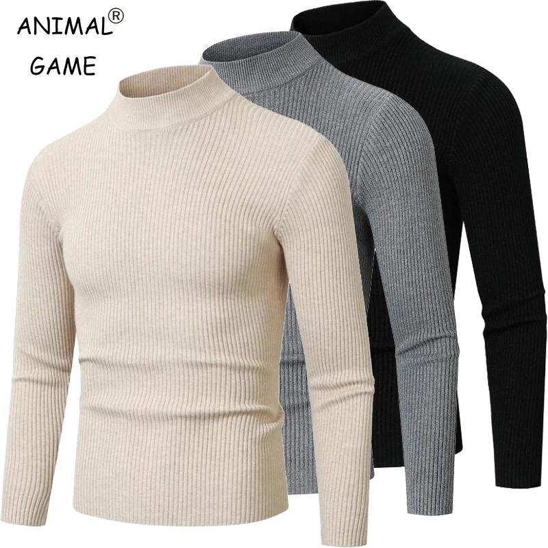 Nouveaux hommes mode faux col roulé chandails à manches longues Waem pull pull hiver coupe ajustée r