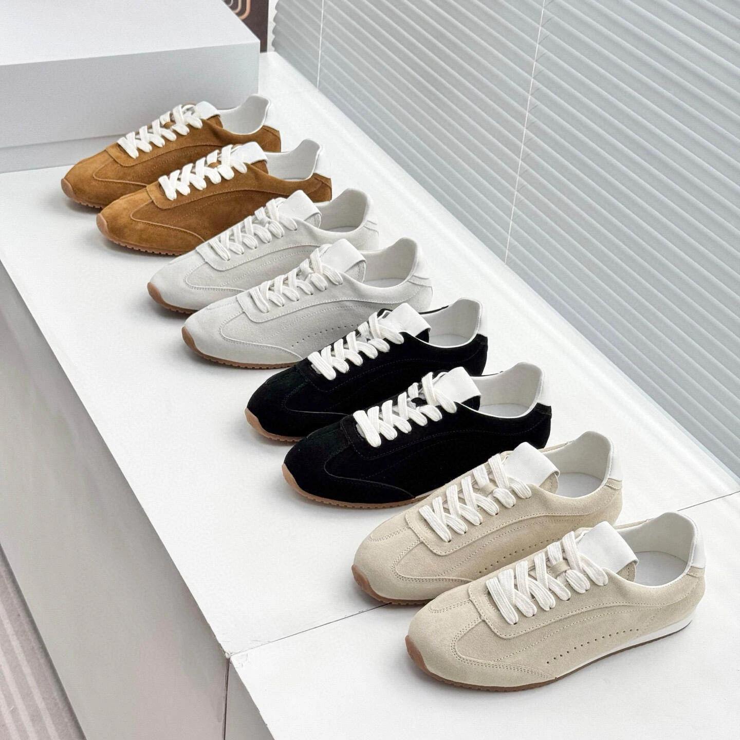 Sneakers unisexes de créateurs pour hommes et femmes, en cuir véritable et daim, chaussures décontra