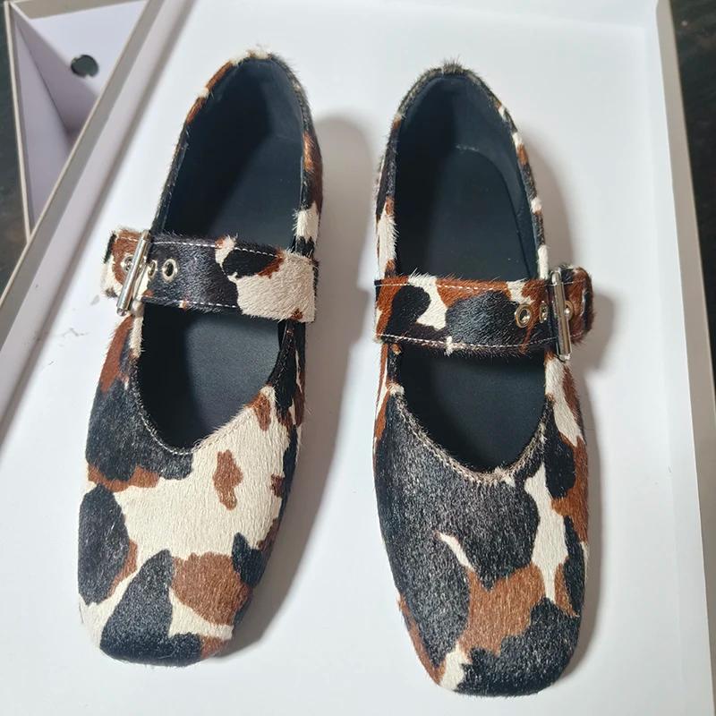 2025 nouvelle tendance femmes ballerines printemps été crin chaussures élégantes dames boucle vache 